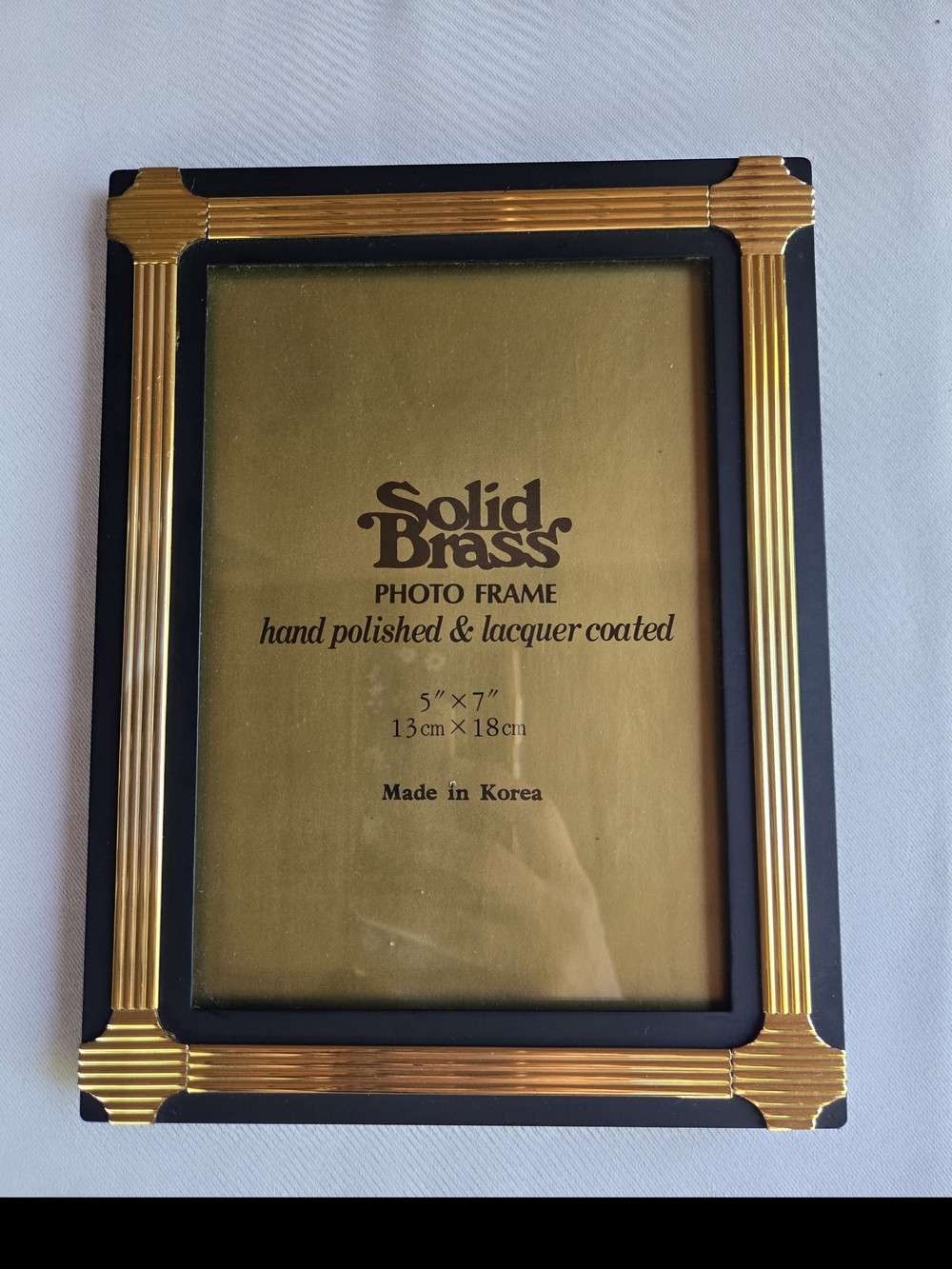 Solid Brass Golden Ribbon Accented Photo Frame Vintage